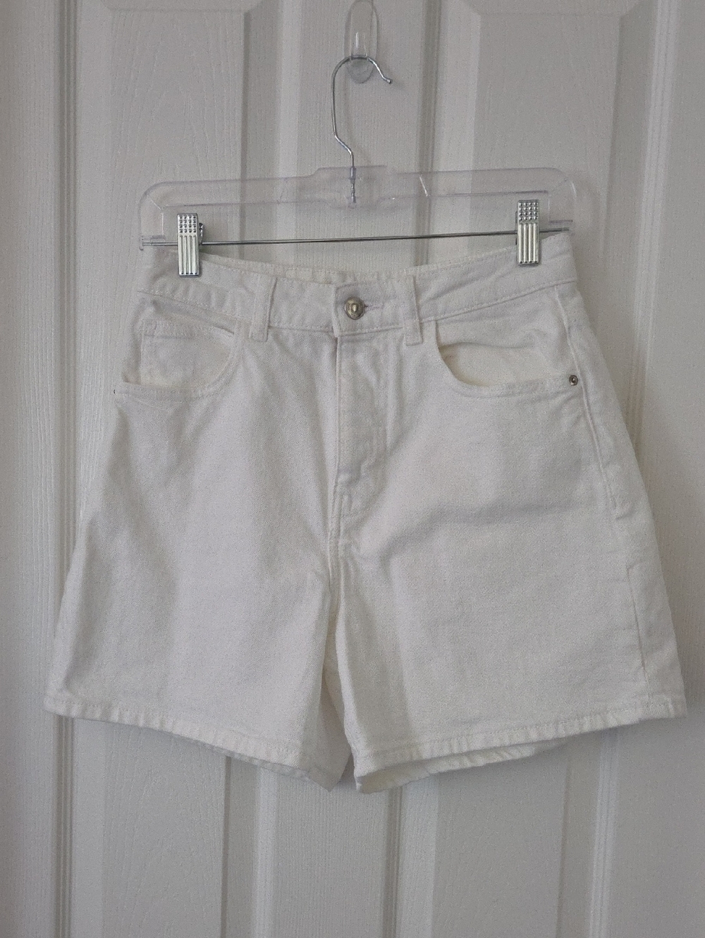 Zara White Denim High-Rise Shorts